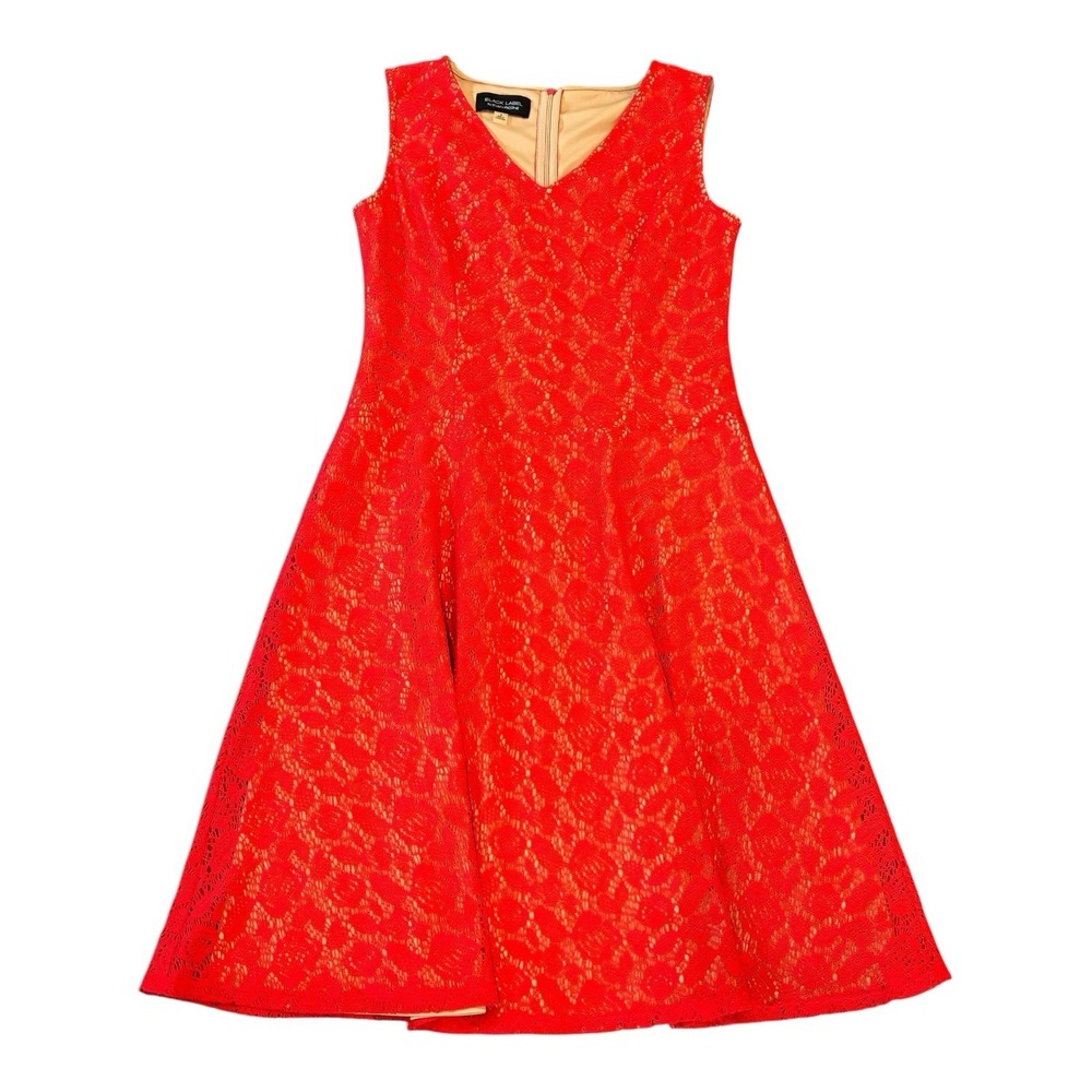 Black Label Womens Sz 8 V Neck, nude‎ lined, Lace, cocktail dress